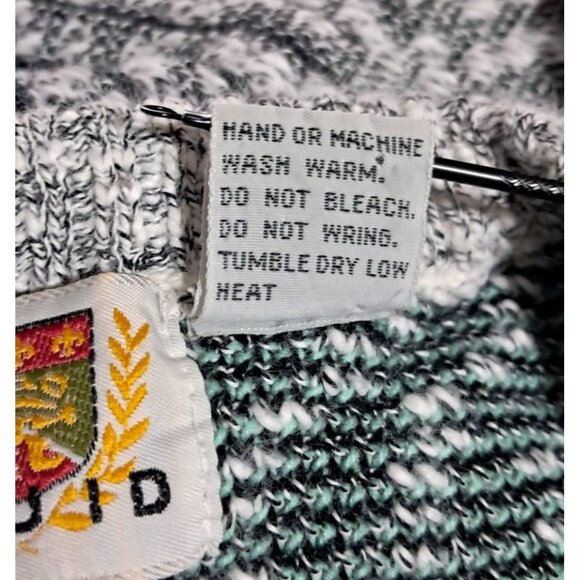 Vintage 90s FLUID Geometric Bubble Knit Sweater Mens Size S Gray Green Purple Ac - Picture 9 of 11